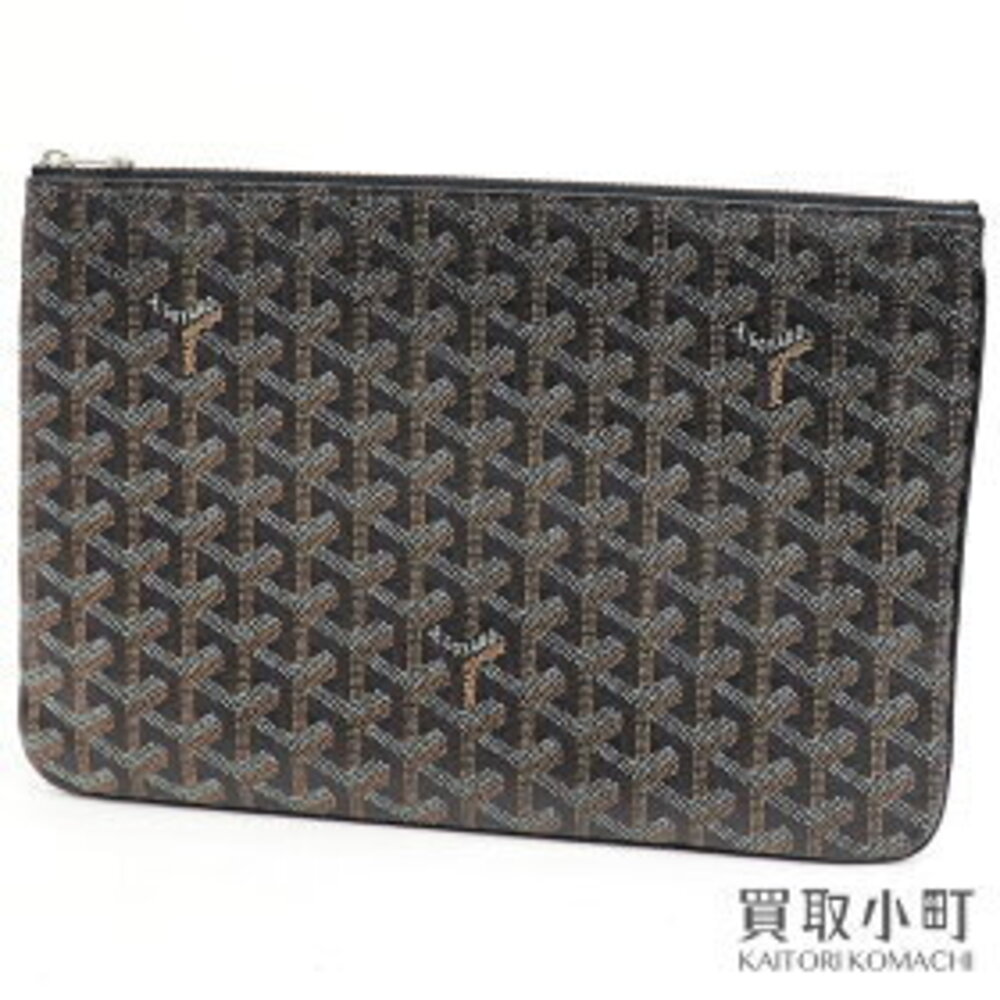 Goyard Senna Black Herringbone Clutch Pouch Bag SENAT